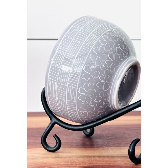 Porcelain Vietnamese Rice Bowls Set of 2  Grey Gray Pattern Home Kitchen - Picture 6 of 14